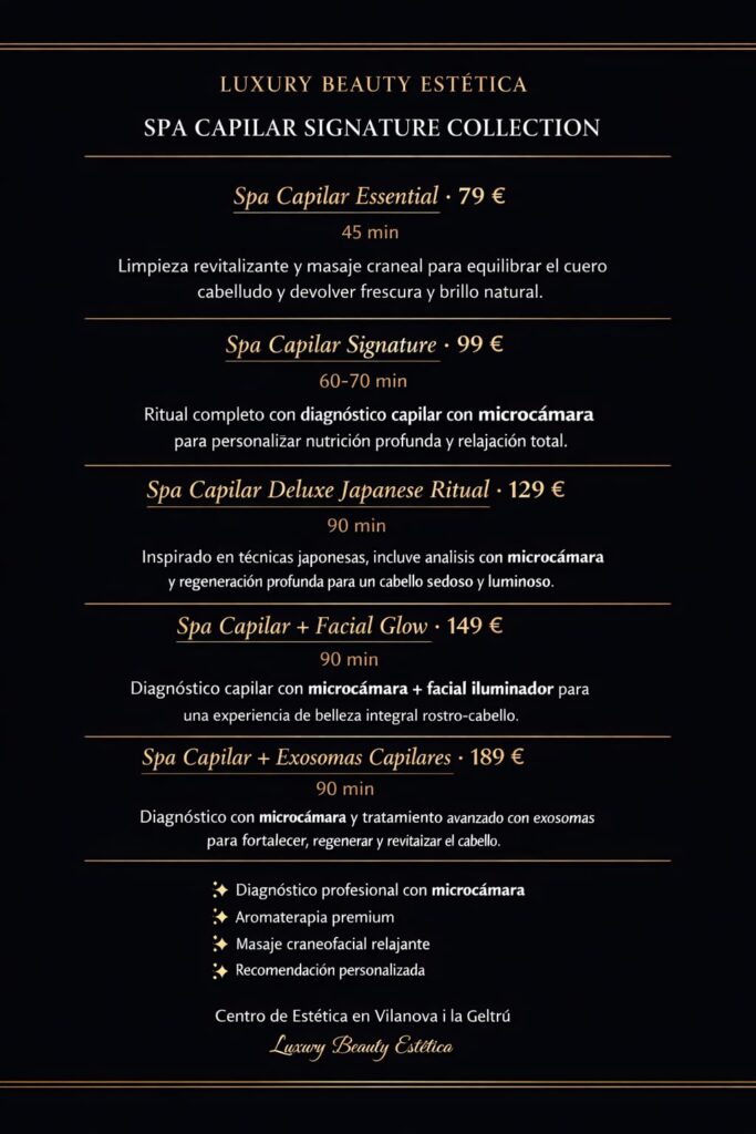 Carta spa capilar luxury Beauty Vilanova en Vilanova i la Geltrú
